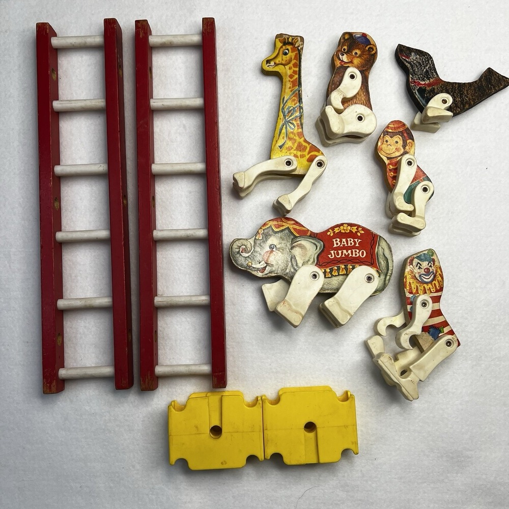 Fisher Price 902 Junior Circus Wooden Figures Parts Lot Vintage 1960s